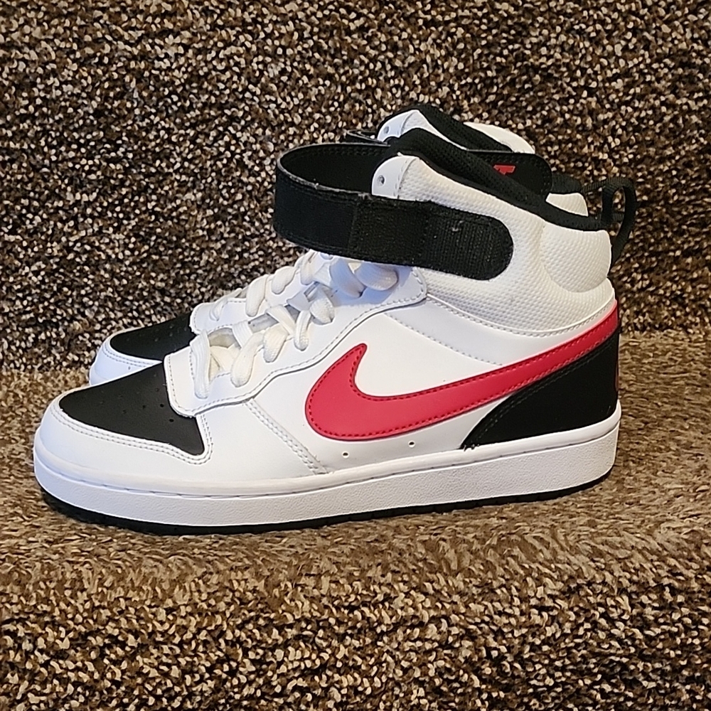 Nike Black and White High-Tops with Red Accent
